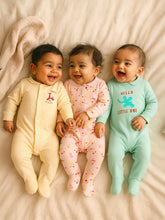 Hello Little One Footed Cotton Sleepsuit- Pack of 3