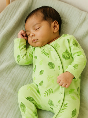 Leafy Footed Cotton Sleepsuit