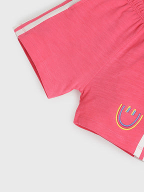Rose Pink Side-Stripe Shorts for Girls