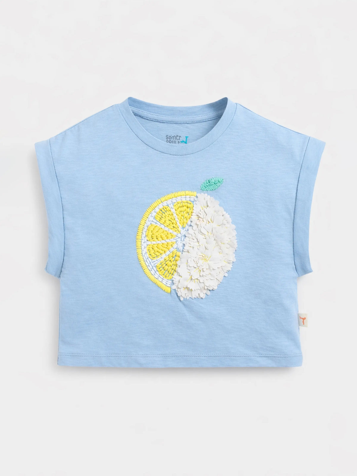 Sky Blue Citrus AppliquÃƒÂ© Sleeveless Top