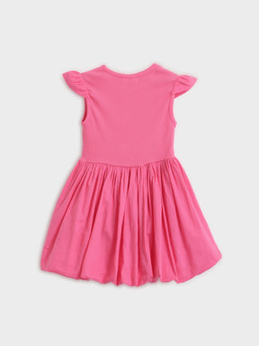 Rose Pink Flutter Sleeve Dress