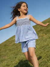 Sky Striped Cotton Smocked Top & Shorts Set