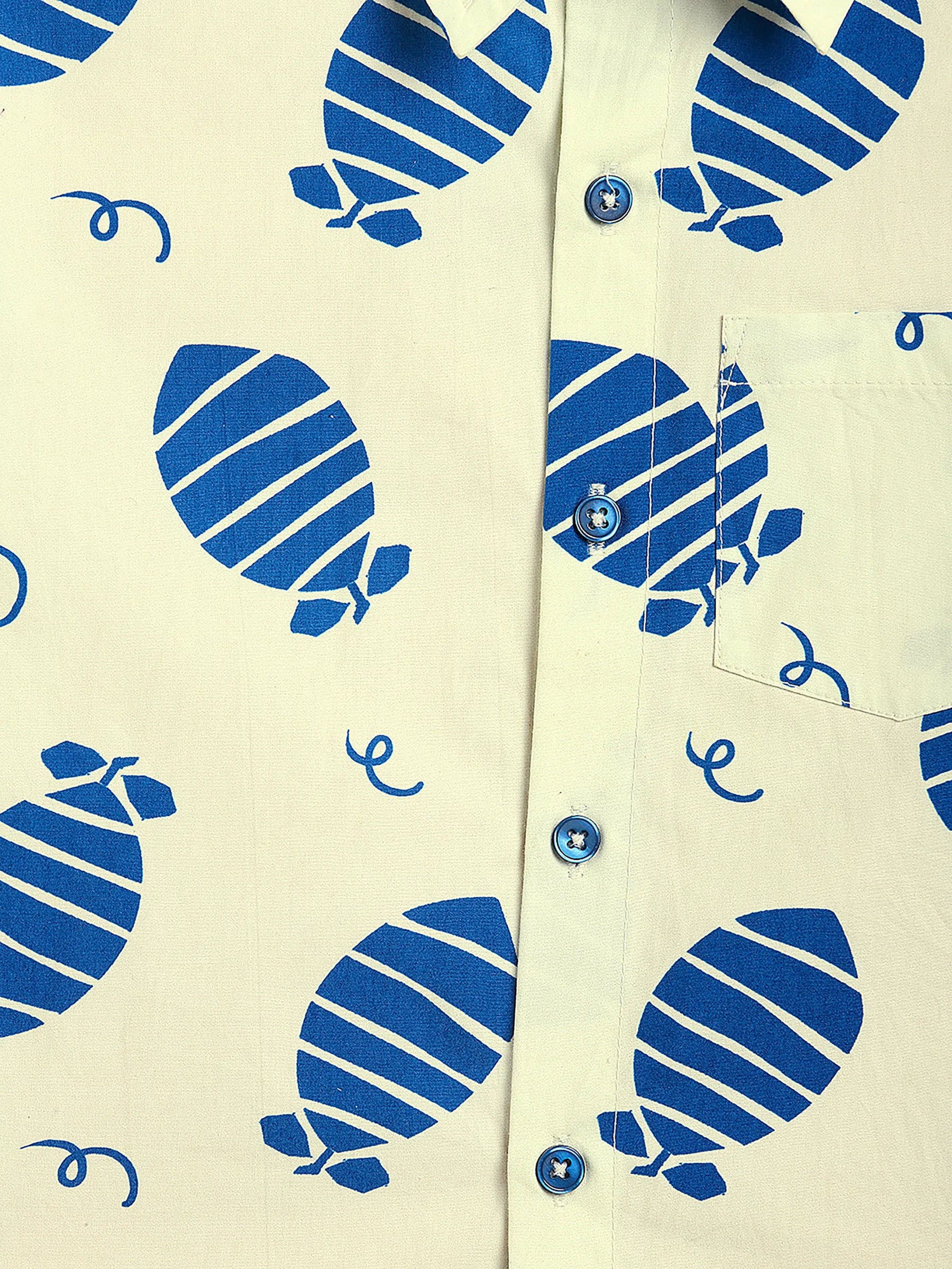 Blue Lemon Printed Cotton Shirt