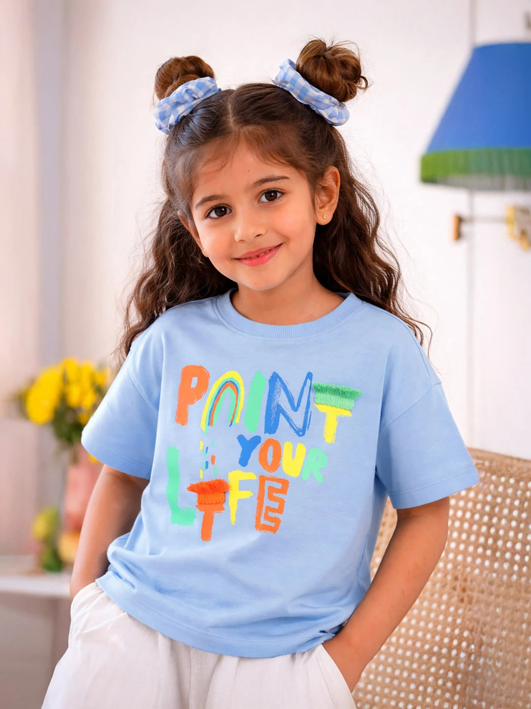 Paint Your Life Graphic Cotton T-Shirt for Girls