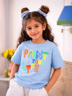 Paint Your Life Graphic Cotton T-Shirt for Girls