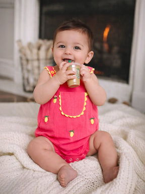 Coral Pocket Detail Baby Bodysuit