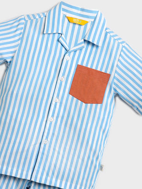 Blue Striped Shirt & Pyjama Set