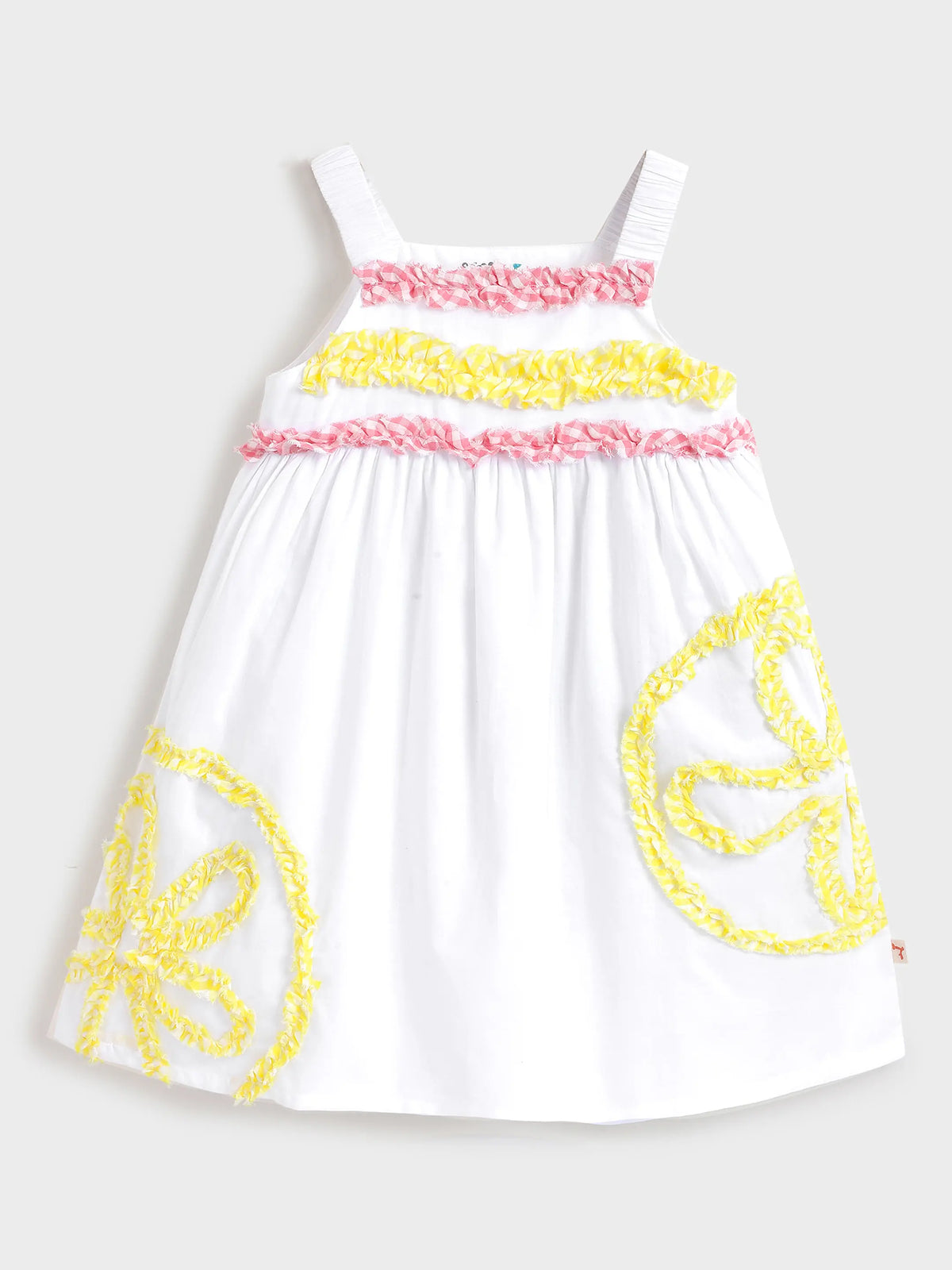 White Smocked Lemon Embroidery Dress for Girls