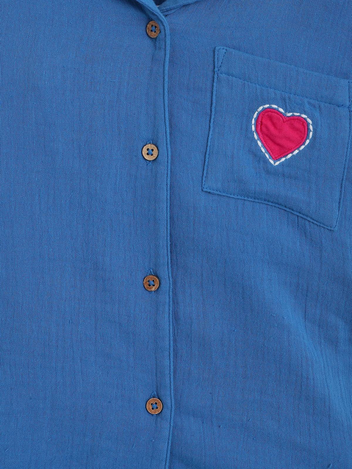 Blue Heart Patch Shirt & Shorts Co-Ord Set