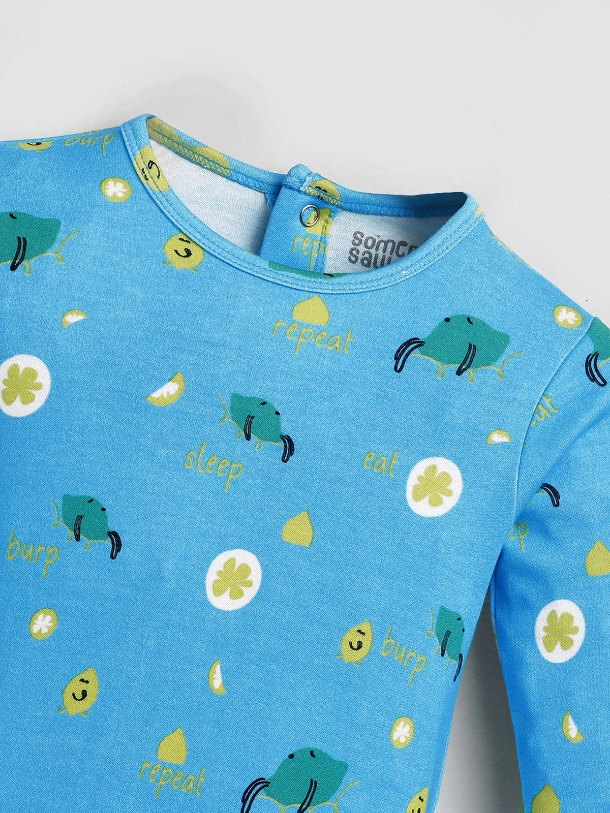 Squeeze Burp Repeat Printed Cotton Sleepsuit- Pack of 3