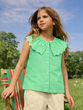 Mint Eyelet Collar Sleeveless Shirt for Girls