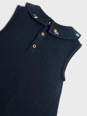 Blue Embroidered Top and Shorts Set