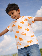 Boys White Citrus Print Short Sleeve T-Shirt