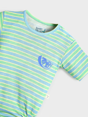 Green & Blue Striped Baby Bodysuit