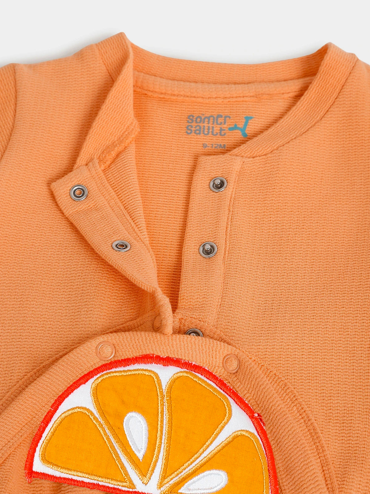 Fresh Orange AppliquÌÄå© Baby Sleepsuit