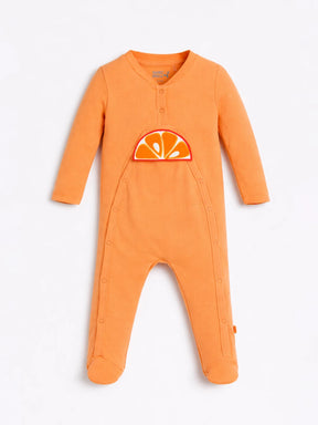 Fresh Orange AppliquÌÄå© Baby Sleepsuit