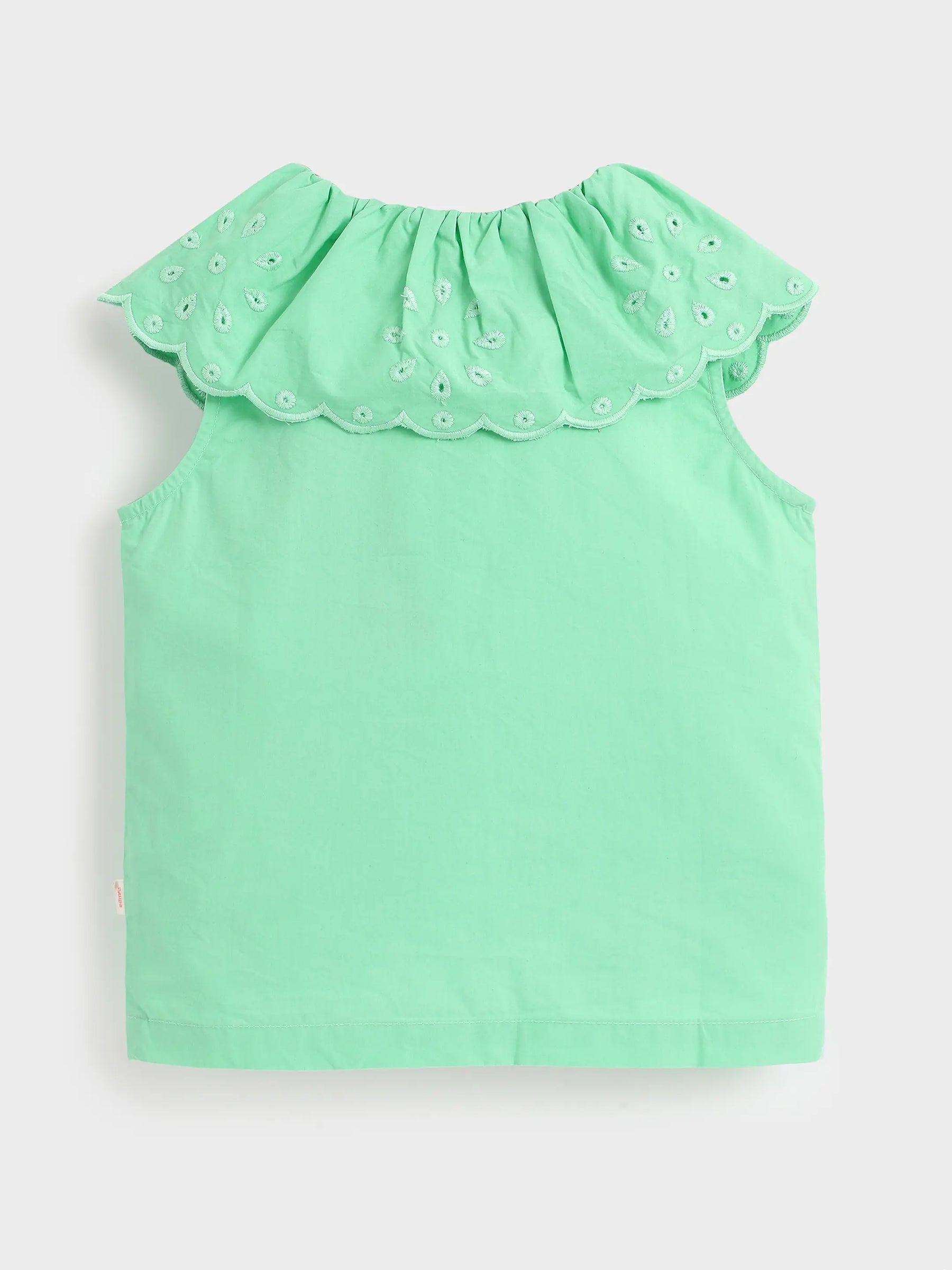 Mint Eyelet Collar Sleeveless Shirt for Girls
