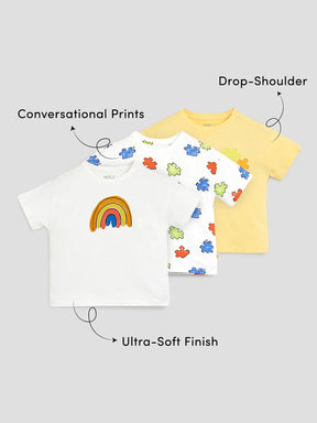 Happy Days Graphic Cotton T-Shirt Set for Boys