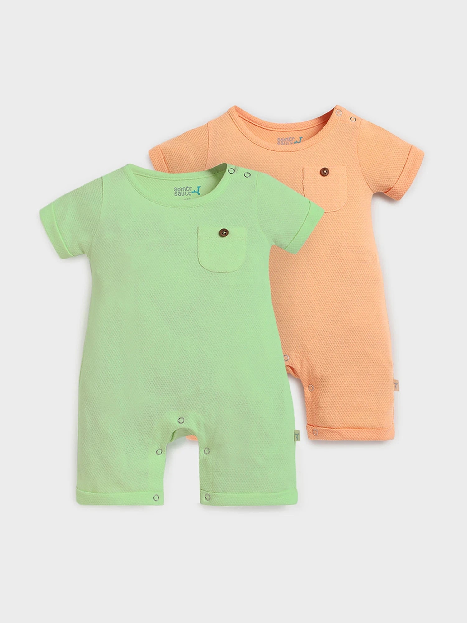 Pack of Two Pastel Textured Baby Romper Set