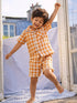 Brown Sugar Gingham Cotton Shirt & Shorts Pyjama Set