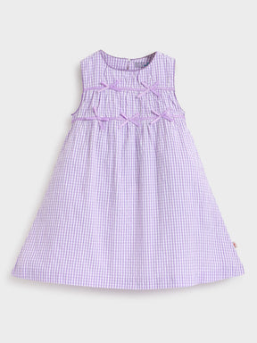 Lavender Gingham Bow Detail Dress