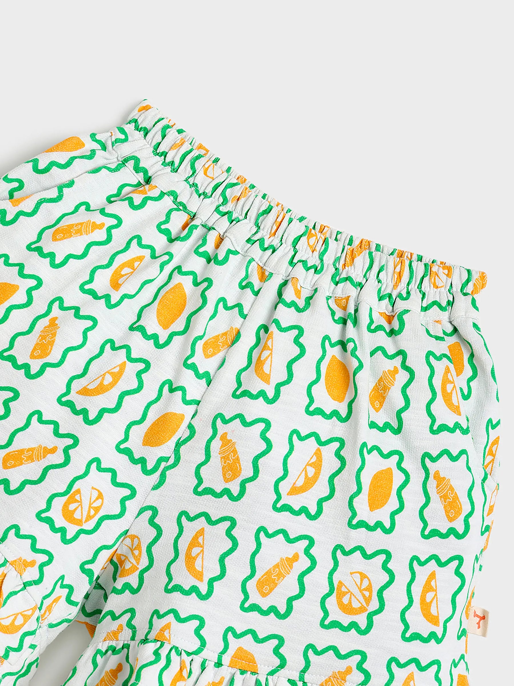 Green Floral Ruffle Hem Shorts for Girls