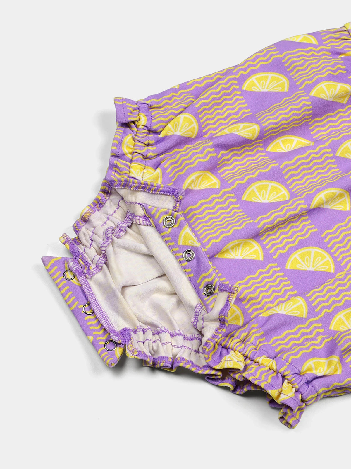 Lavender Lemon Print Ruffle Bodysuit