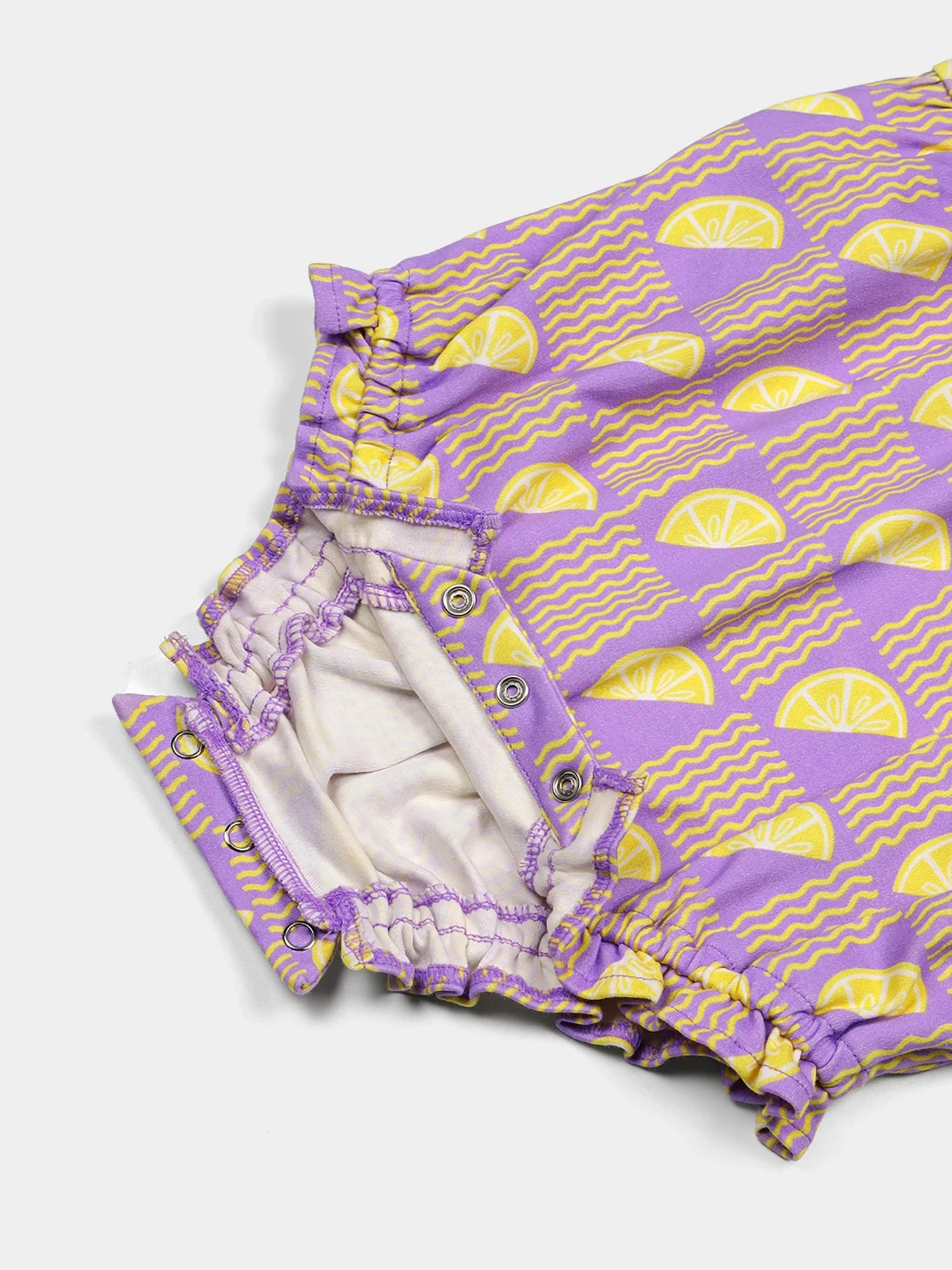 Lavender Lemon Print Ruffle Bodysuit