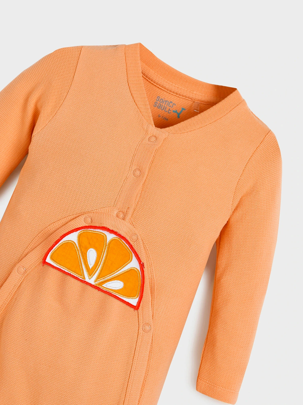 Fresh Orange AppliquÌÄå© Baby Sleepsuit