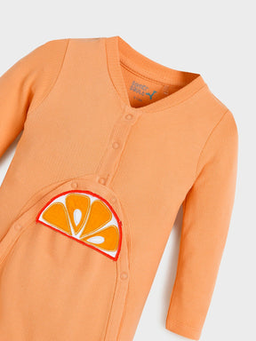 Fresh Orange AppliquÌÄå© Baby Sleepsuit