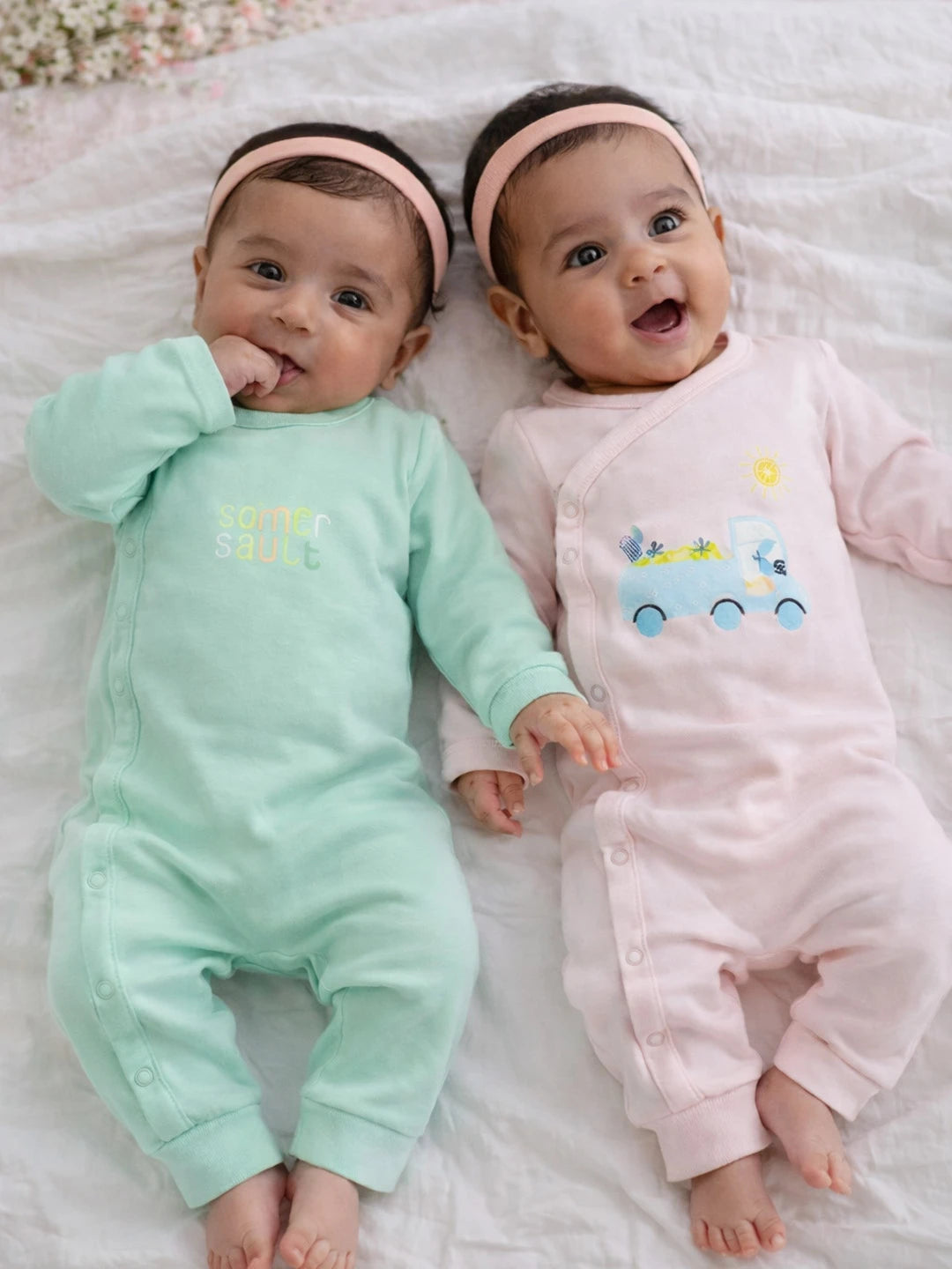 Pastel Full Sleeve Baby Sleepsuit Set
