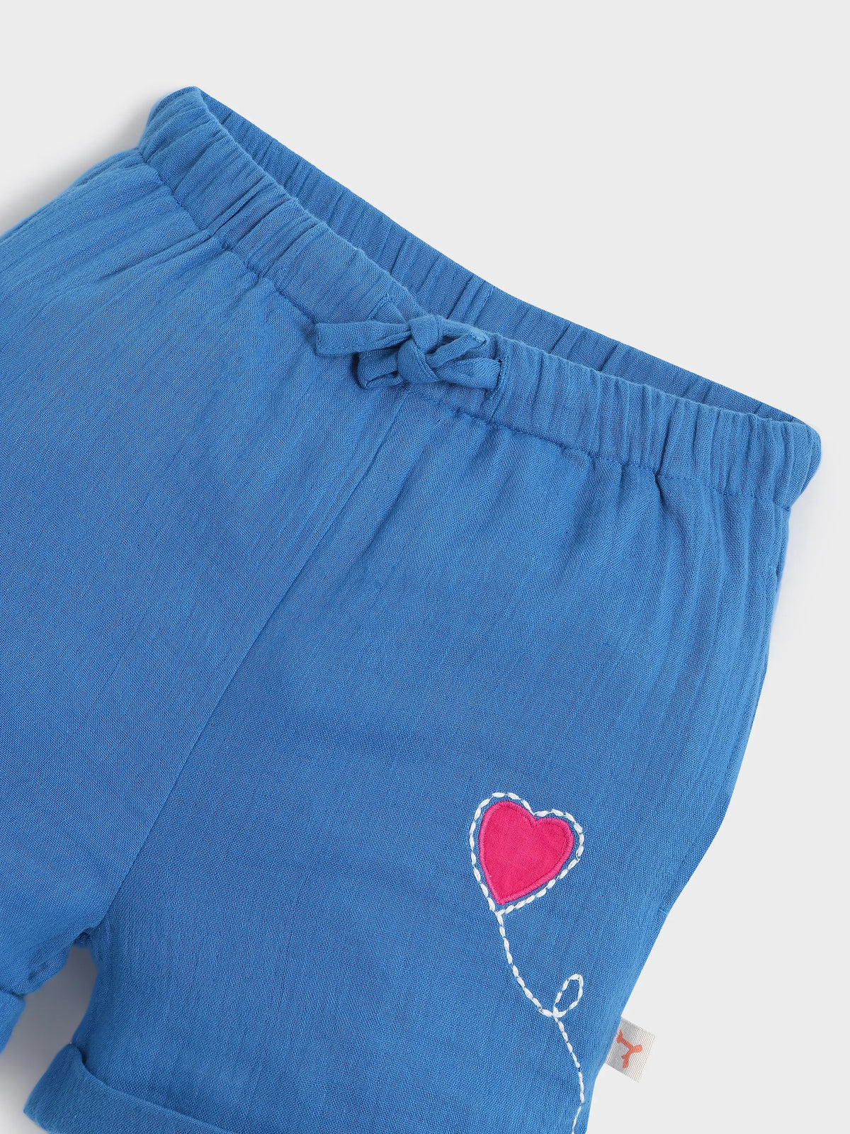 Blue Heart Patch Shirt & Shorts Co-Ord Set