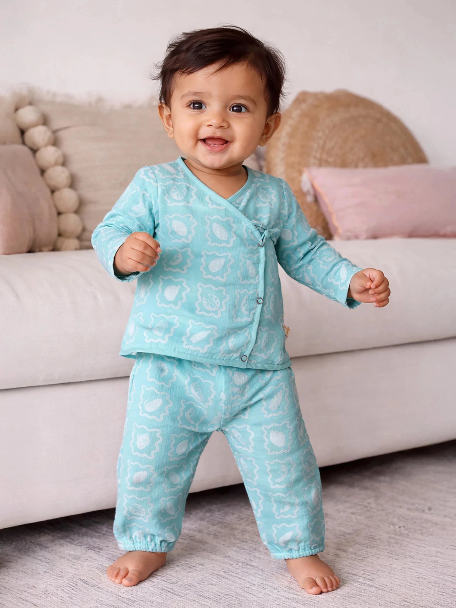 Soft Breeze Printed Jhabla Baby Boys Set