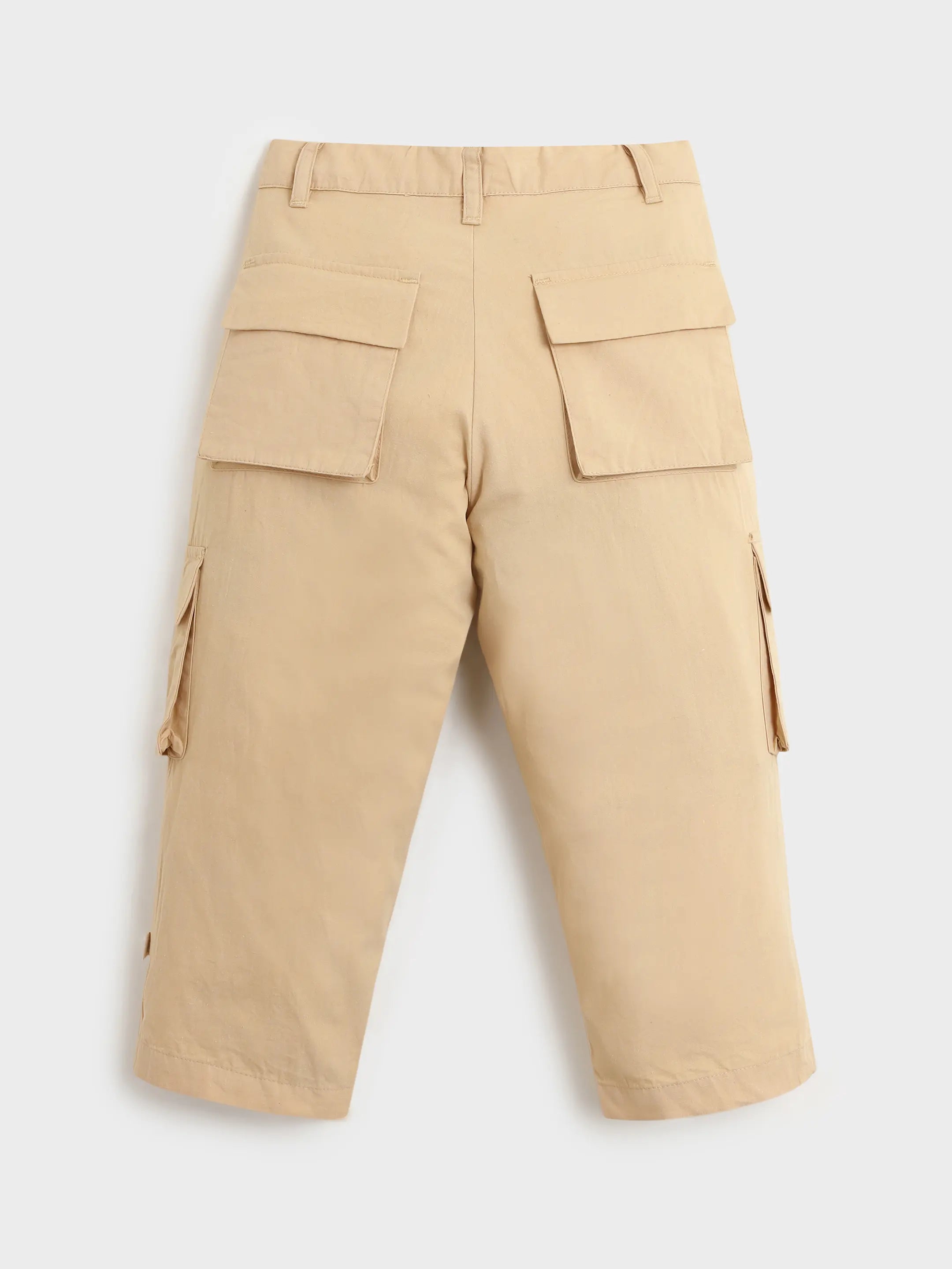 Beige Cotton Cargo Pants