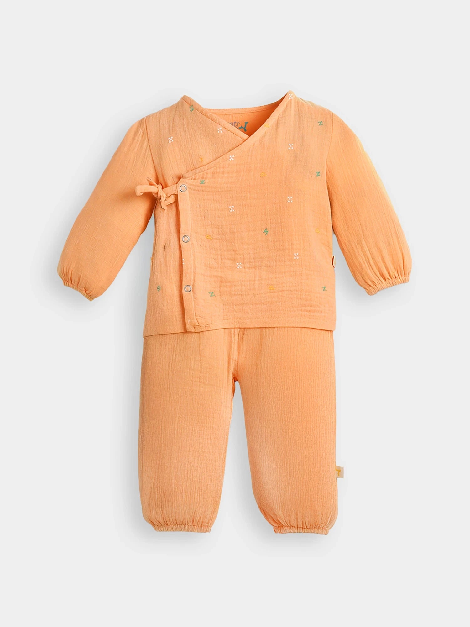 Orange Candy Cotton Baby Girls Jhabla Set