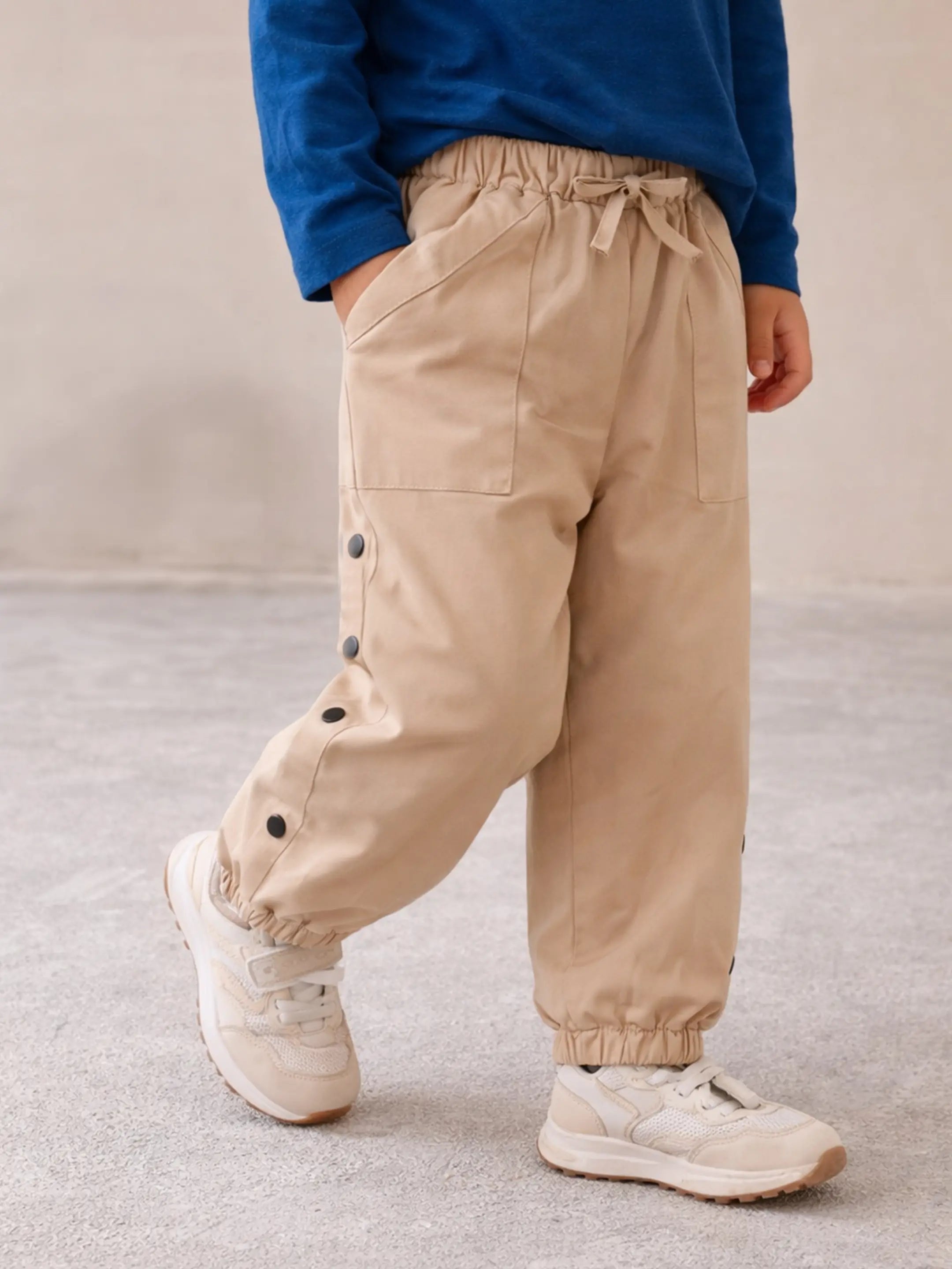 Boys Beige Utility Jogger Pants