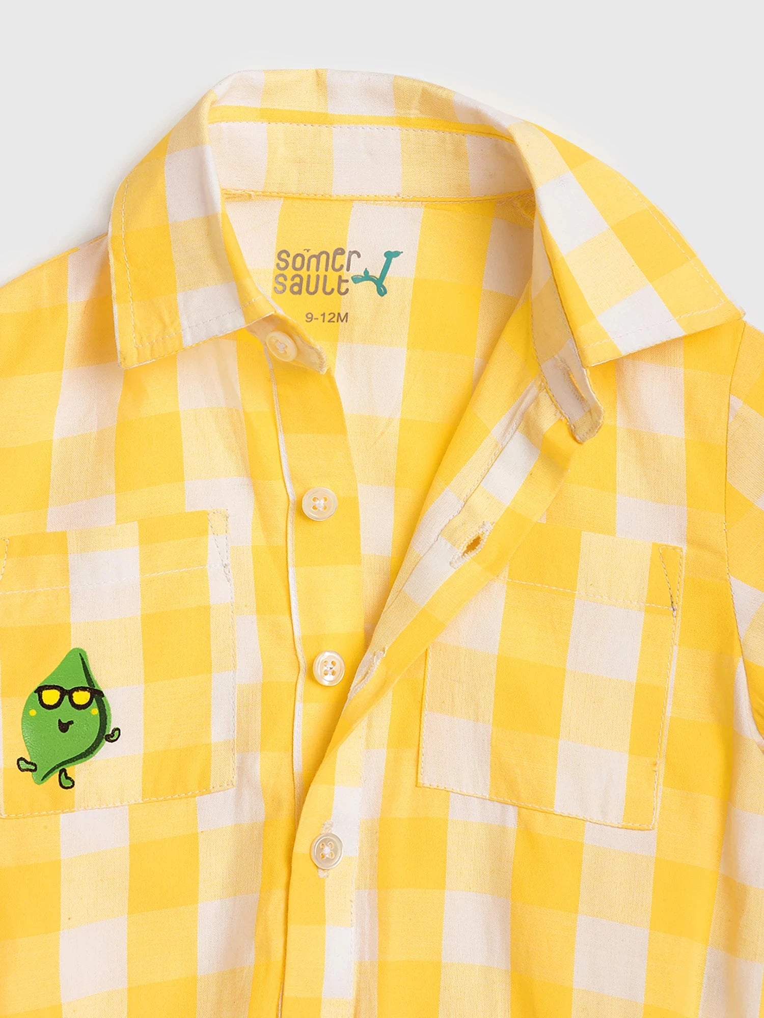Yellow Gingham Shirt-Style Bodysuit
