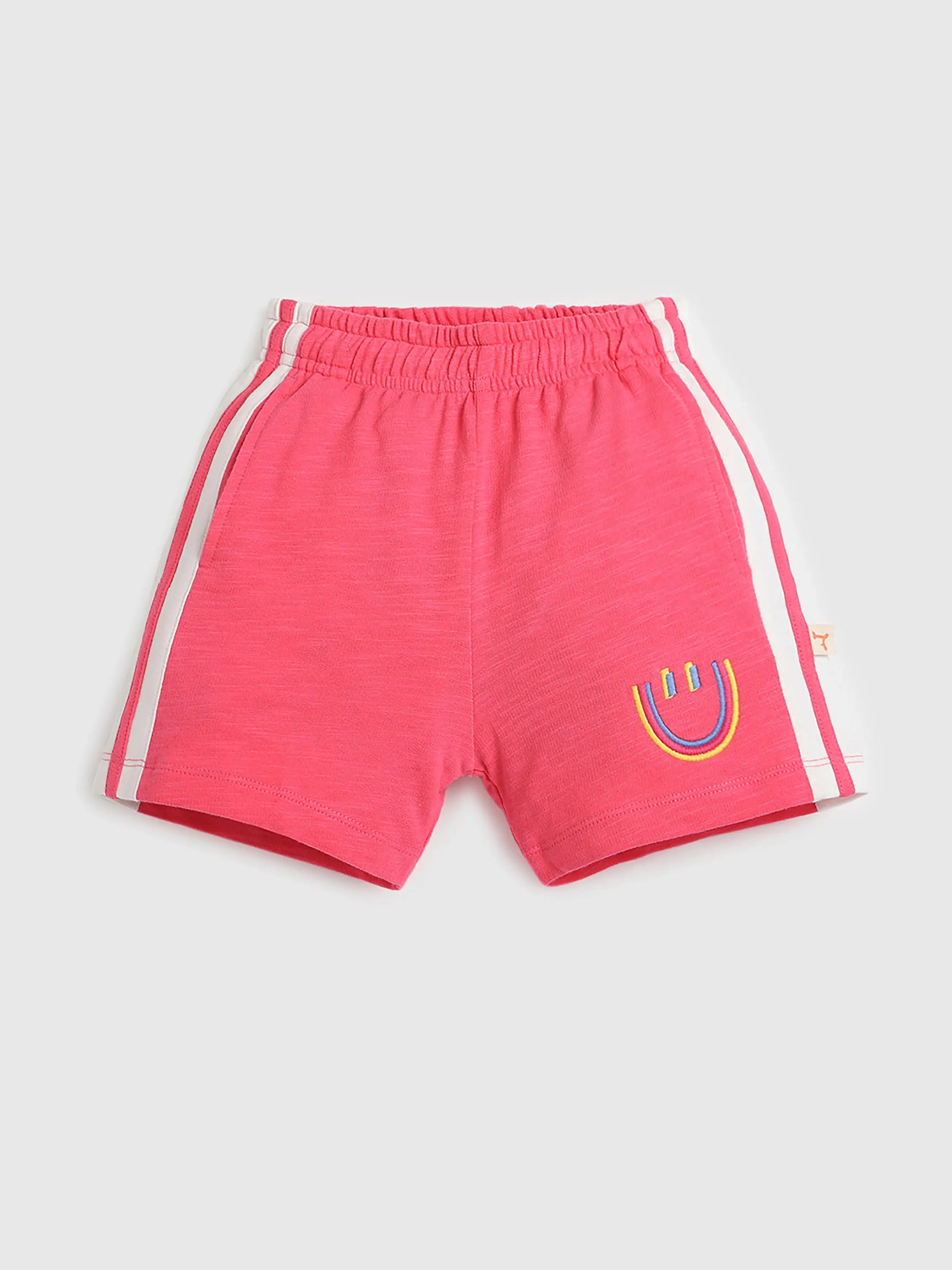 Rose Pink Side-Stripe Shorts for Girls