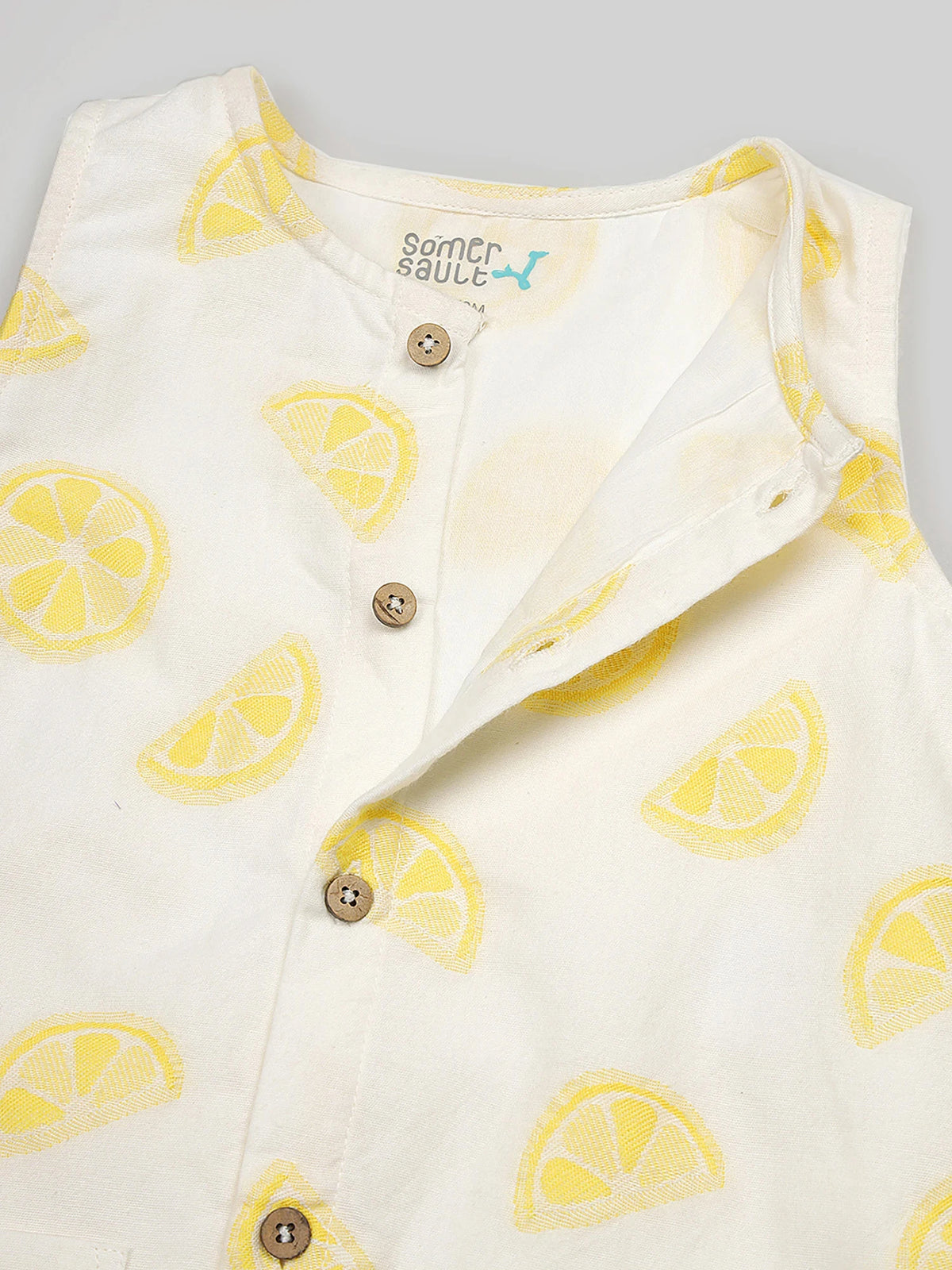 Lemon Print Sleeveless Baby Romper