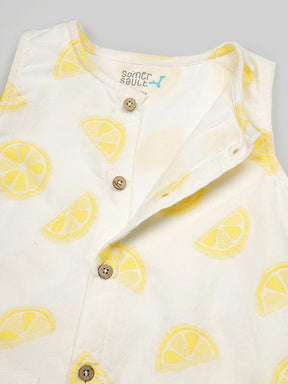 Lemon Print Sleeveless Baby Romper