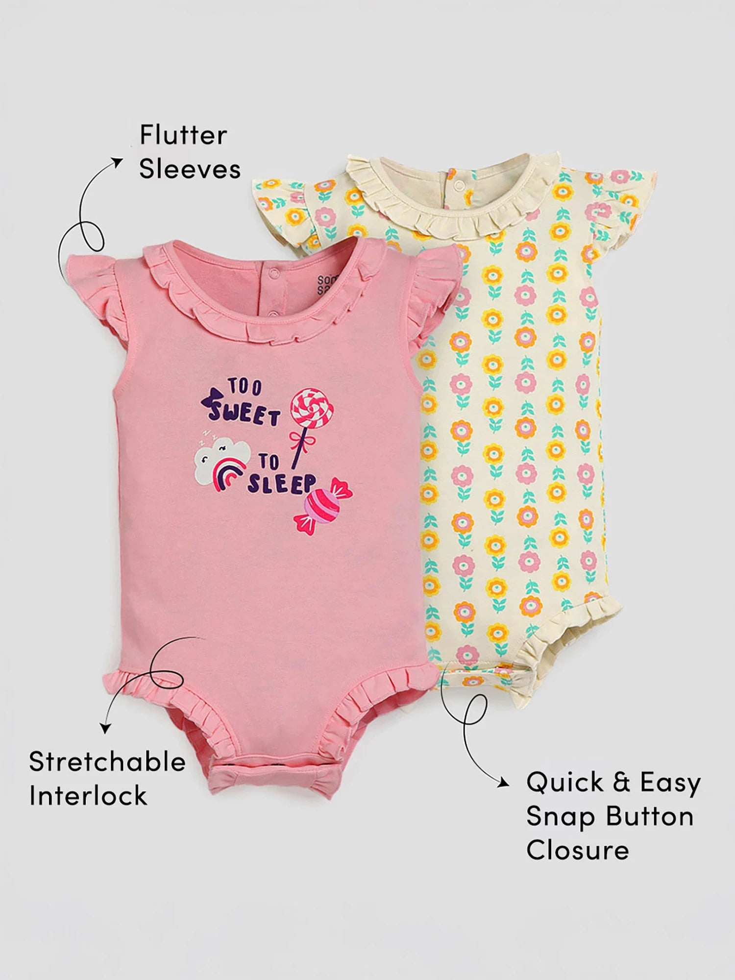 Pack of 2 Ruffle Bodysuit