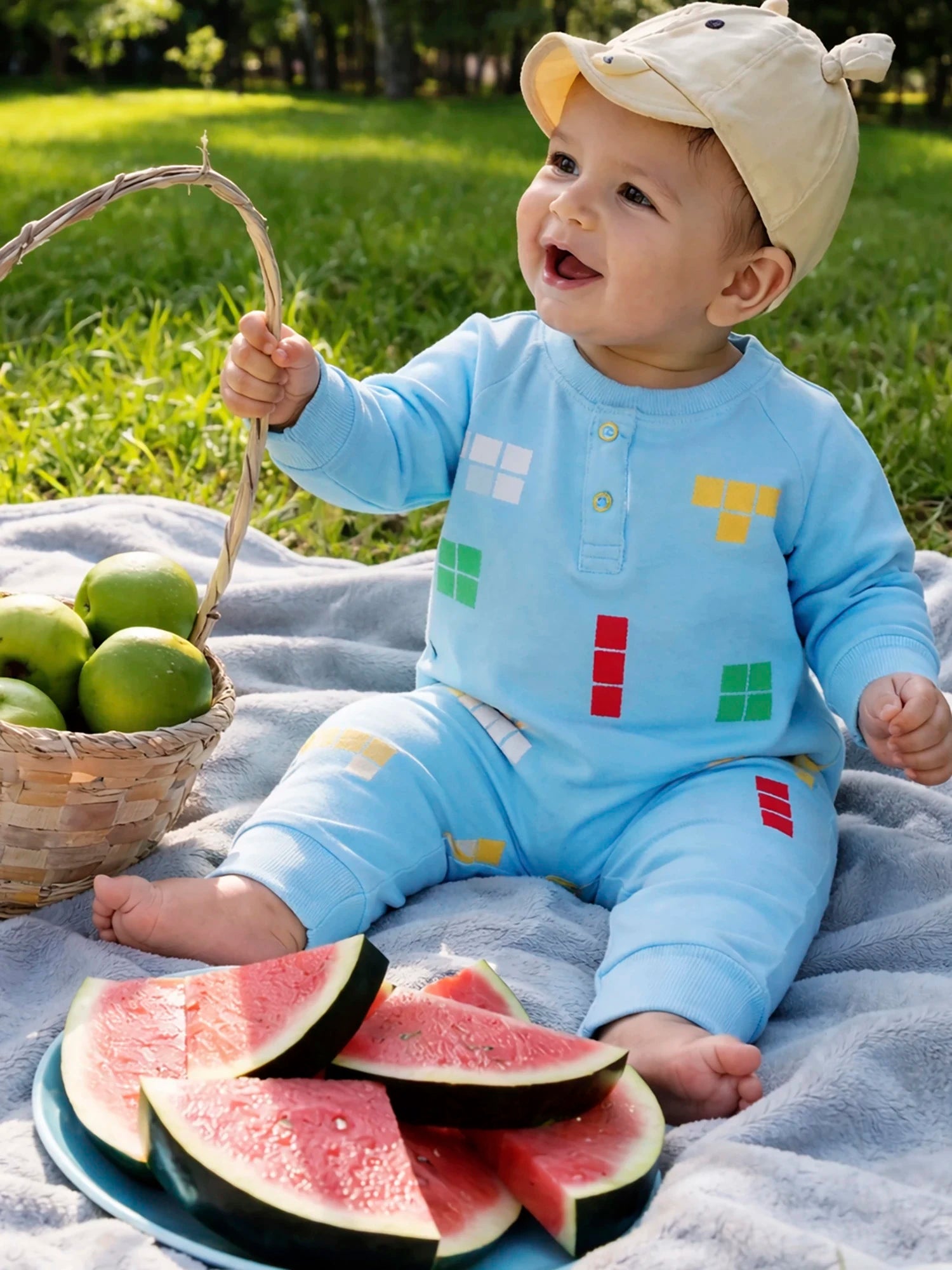 Building Blocks Embroidered Romper
