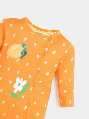 Zesty Orange Printed Sleepsuit
