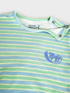 Green & Blue Striped Baby Bodysuit
