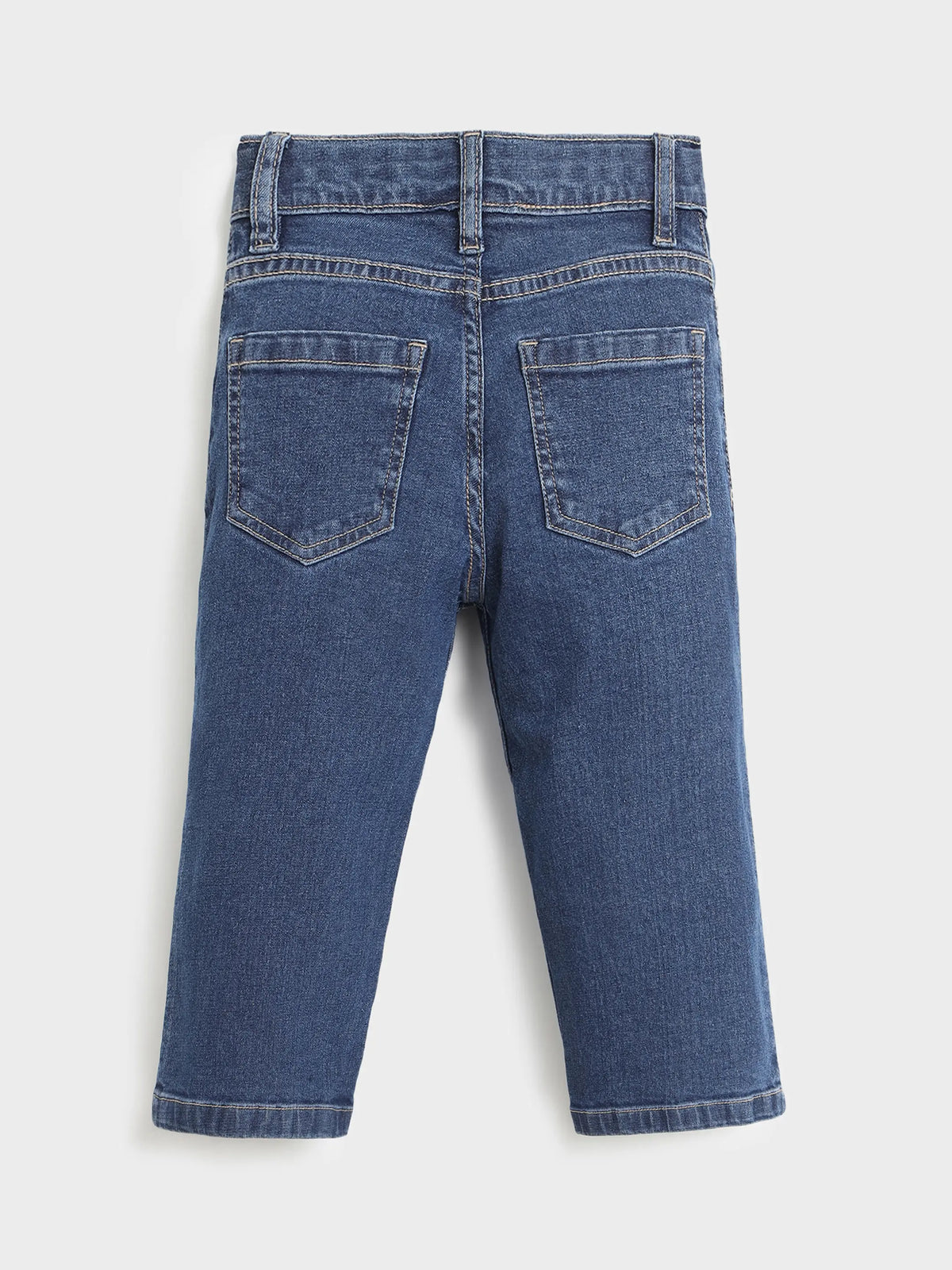 Blue Embroidered Denim Pants