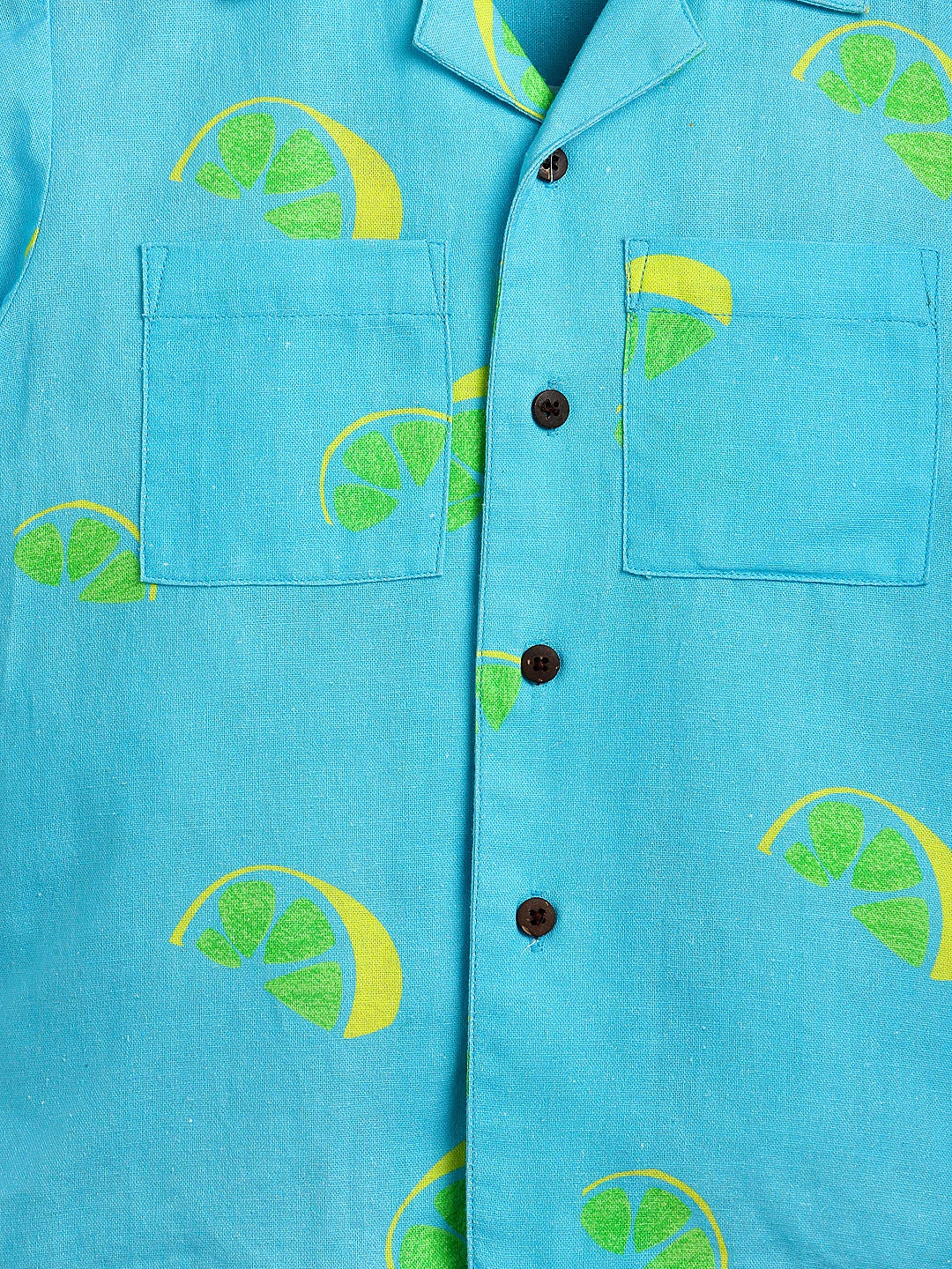 Blue Lemon Print Short Sleeve Shirt