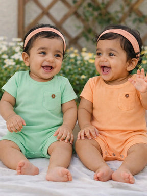 Pack of Two Pastel Textured Baby Romper Set