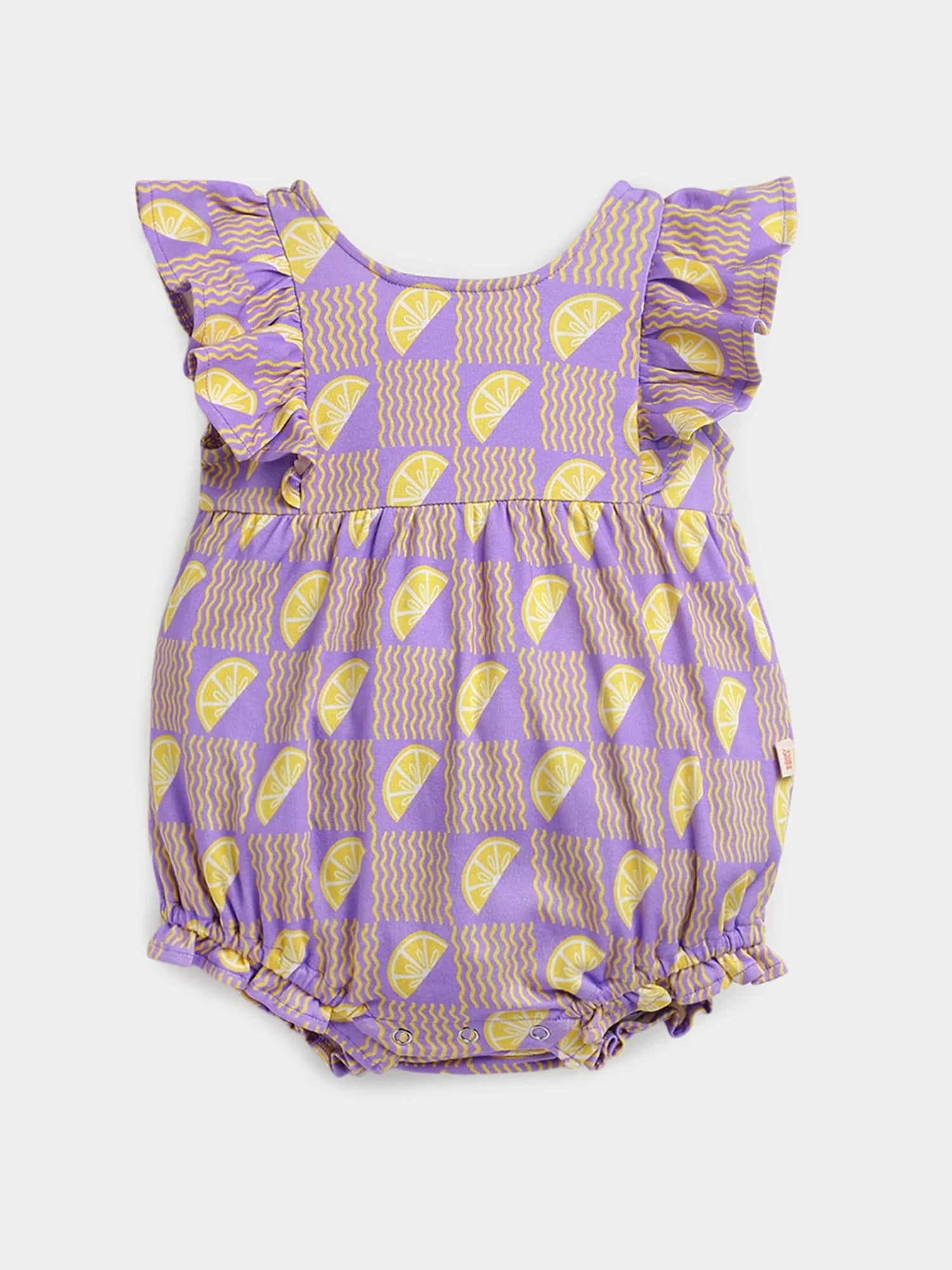 Lavender Lemon Print Ruffle Bodysuit