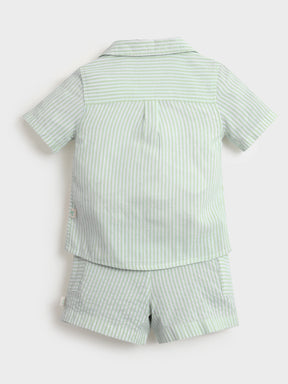 Mint Striped Shirt & Shorts Co-Ord Set