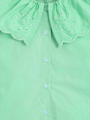Mint Eyelet Collar Sleeveless Shirt for Girls